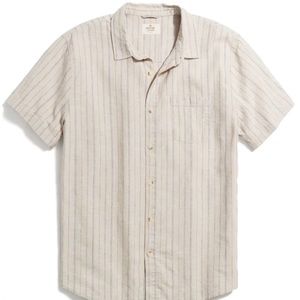 Hemp TENCEL™ Shirt in Khaki/Navy Stripe - Larger / Khaki/Navy Stripe